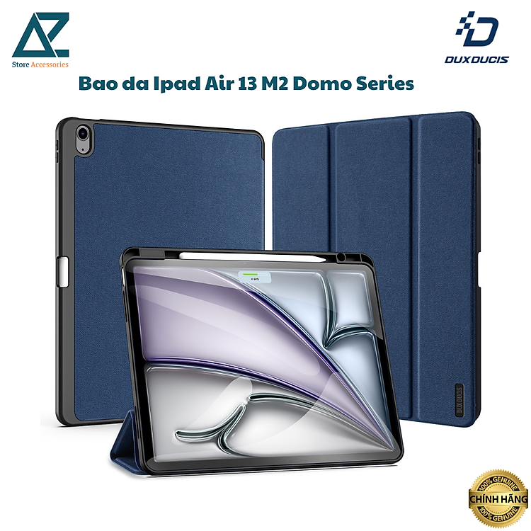 Bao da Dux Ducis Domo Series cho iPad Air 13 inch M2 2024 có khe cắm bút, tự động tắt mở_ Hàng chính hãng