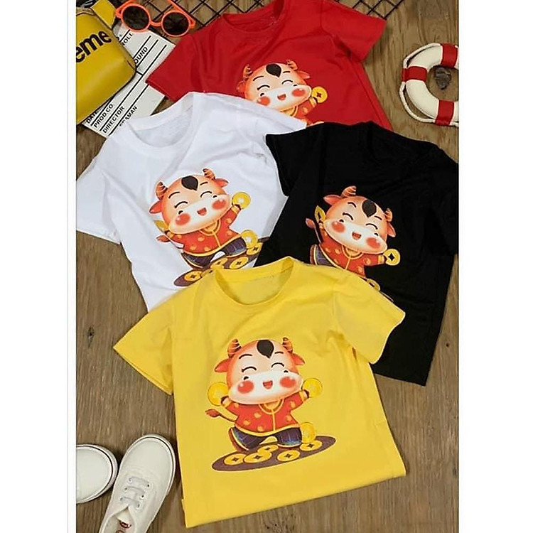 Áo tết cho be trai ,bé gái áo hình trẻ trâu 2021cho bé từ 6kg-30kg AL09