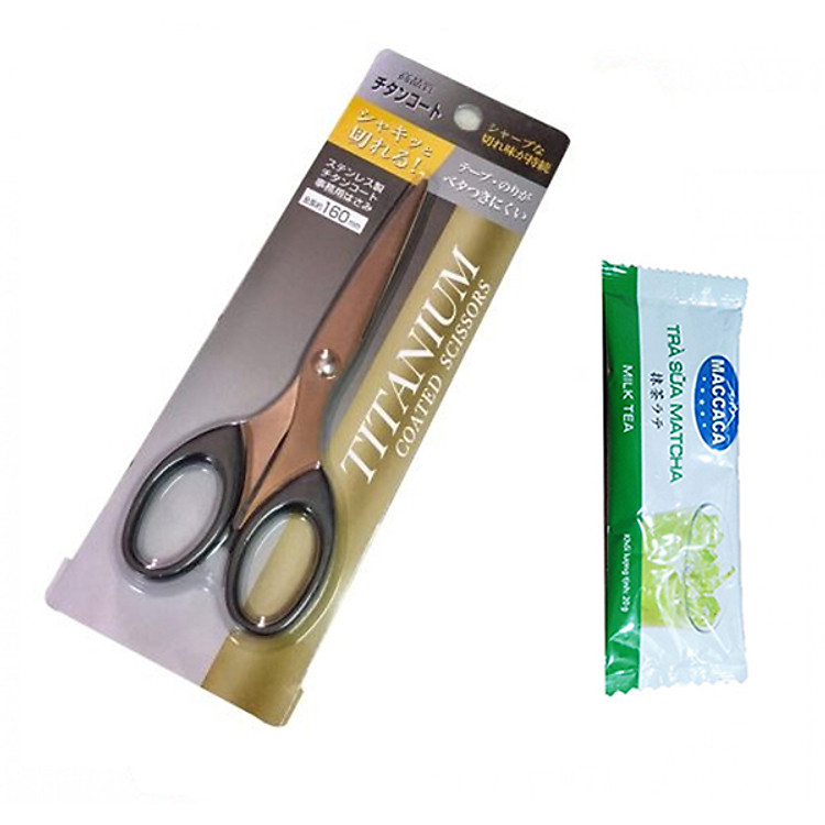 Kéo Đa Năng Phủ Titanium 16cm Hàng Nhật Bản + Tặng Trà Sữa Matcha / Cafe Macca 20g