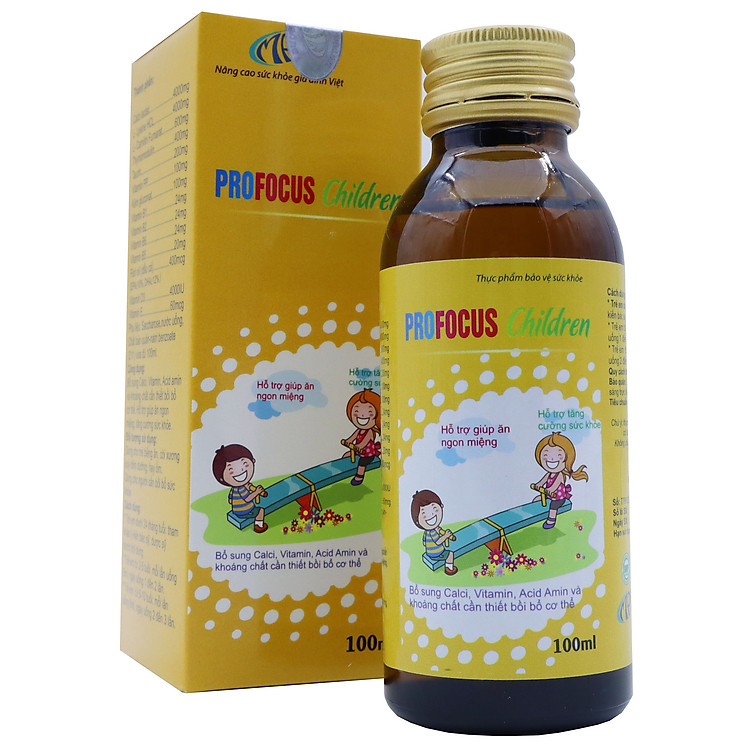 Vitamin tổng hợp cho bé ProFocus Children - Bổ sung đầy đủ các dưỡng chất cho bé phát triển toàn diện về thể chất và trí tuệ. Sử dụng cho trẻ biếng ăn, còi xương, suy dinh dưỡng hay ốm