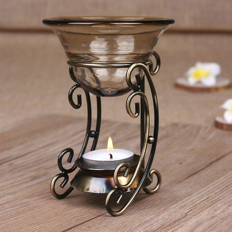 Đèn đốt tinh dầu gọng sắt kèm 10 nến tealight 4 tiếng