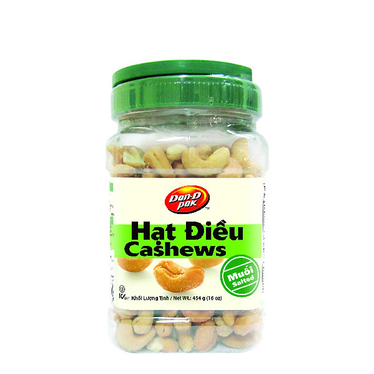 Hạt điều có muối, không muối, cay ăn vặt dinh dưỡng, giàu dưỡng chất 454g Dan D Pak