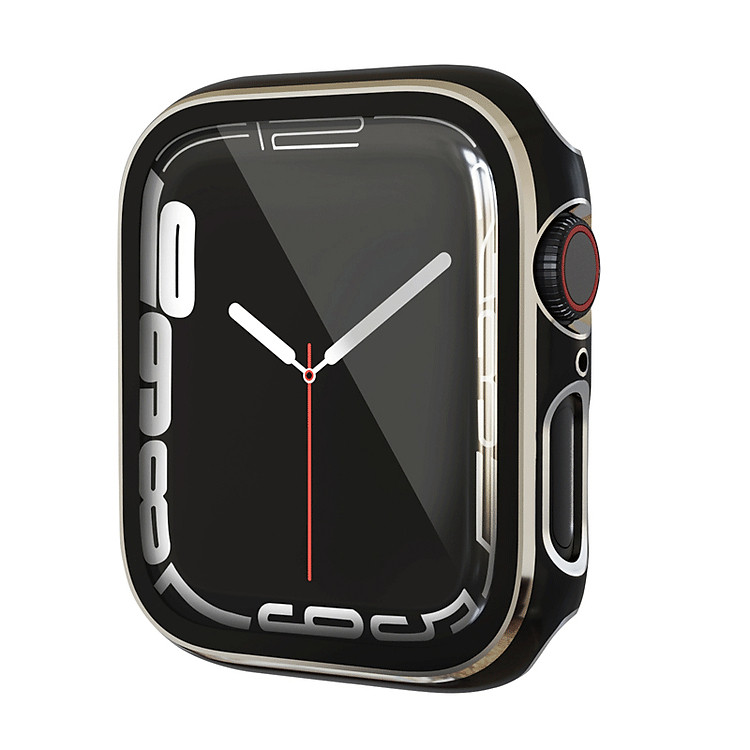 Ốp Case PC Mặt Kính Cường Lực Viền Màu cho Apple Watch Series 4/5/6/SE/7/8/9/SE2 Size 40mm/41mm/44mm/45mm - Hàng Chính Hãng