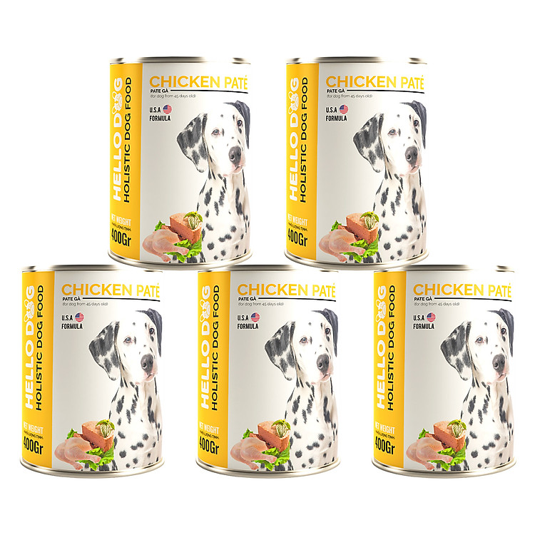 Pate Cho Chó Vị Gà - Hello Dog Chicken Pate 400G ( Combo 5 Lon )
