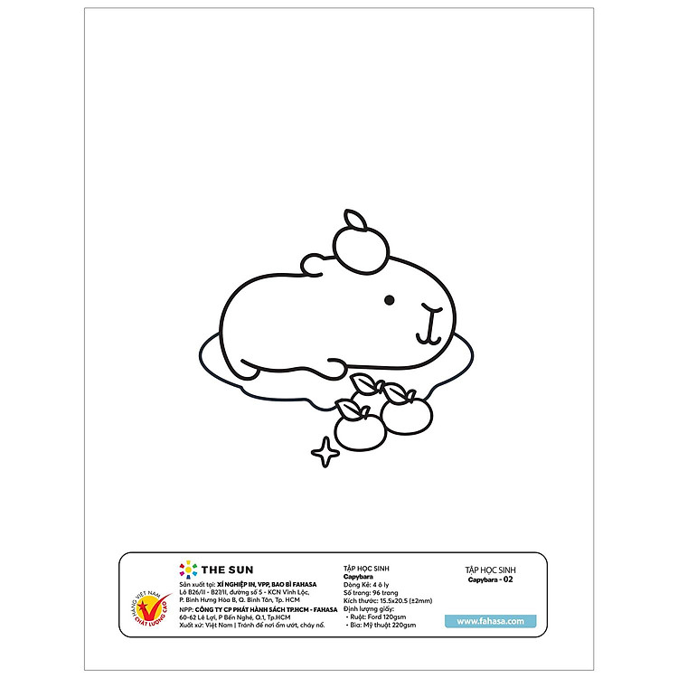 Tập Học Sinh Tô Màu Capybara (4 ô ly, 96 trang 100gsm) - Ảnh 4