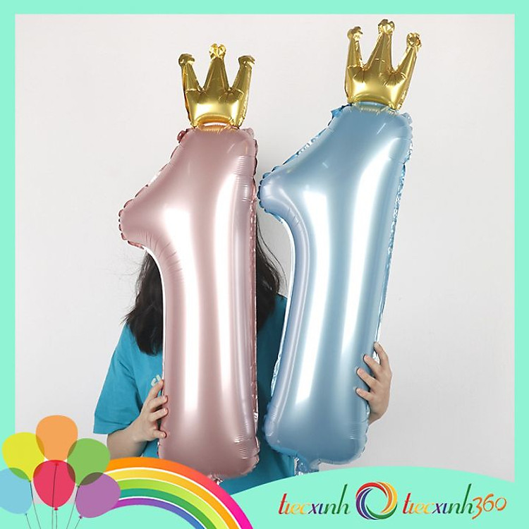 Bong bóng trang trí tiệc vương miện - Xanh - Ảnh 7