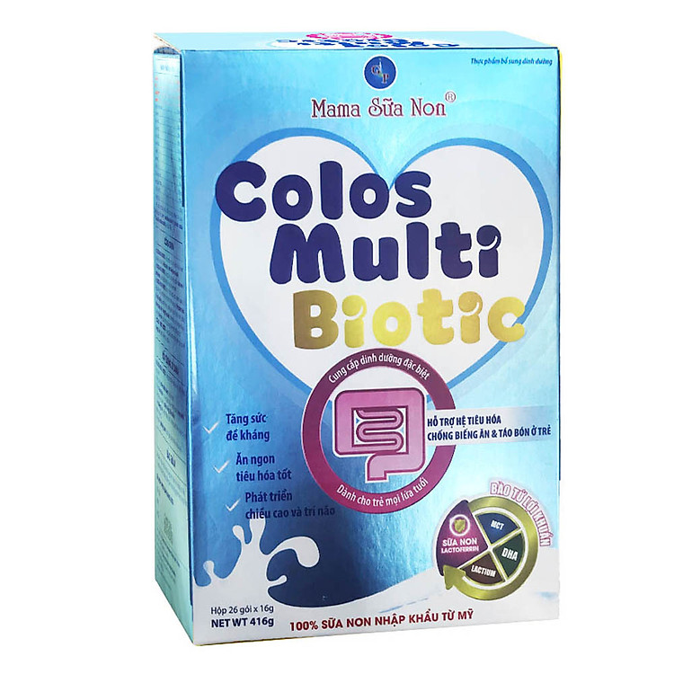 Mama Sữa Non Colos Multi Biotic. Sản phẩm Hỗ Trợ Hệ Tiêu Hóa, Chống Biếng Ăn, Táo Bón Ở Trẻ. Hàng Chính Hãng