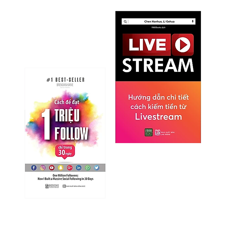 Combo 2Q Sách Kinh Doanh Trên Nền Tảng Số : Livestream - Hướng Dẫn Chi Tiết Kiếm Tiền Từ Livestream + Cách Để Đạt 1 Triệu Follow Chỉ Trong 30 Ngày