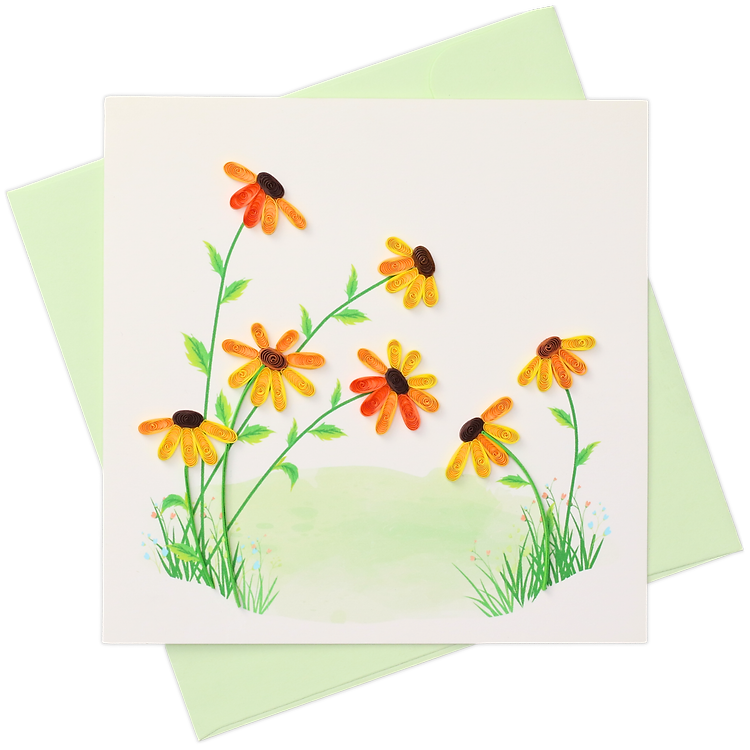 Thiệp Giấy Xoắn Nghệ Thuật - Hoa Cúc Vàng - Yellow Coneflower - Flowers - 15 x 15 - VN2XM115C39NN