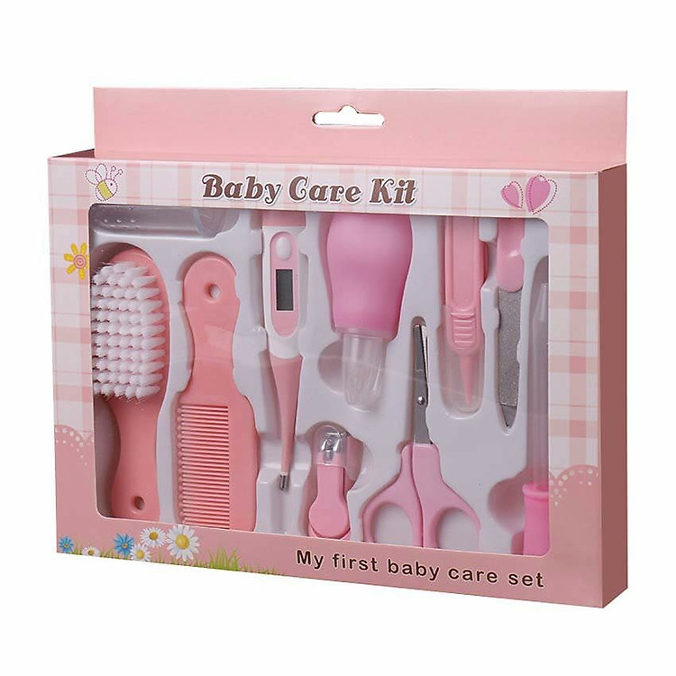 Bộ dụng cụ chăm sóc cho trẻ sơ sinh 10 món - màu Hồng