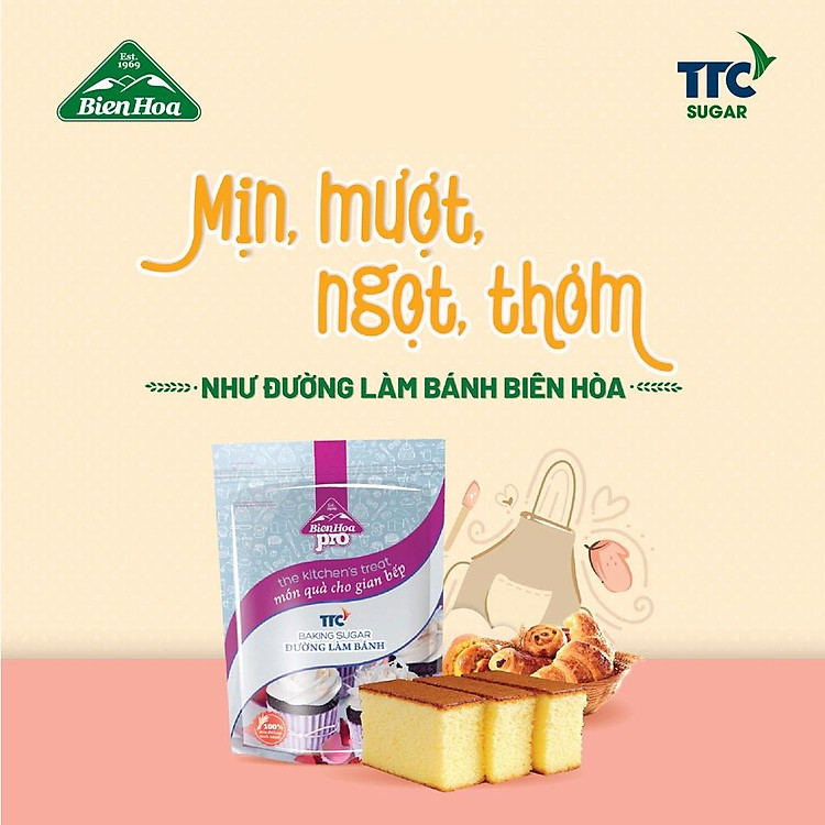 Combo 3 túi Đường Làm Bánh Biên Hòa Pro Baking 1Kg/túi