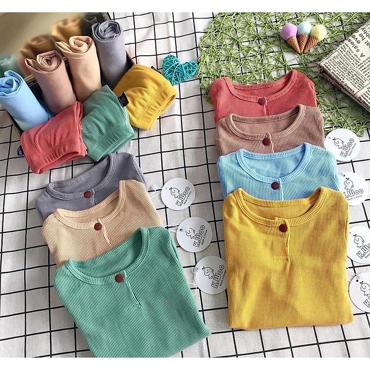 Bộ Thu Đông Cho Bé Cao Cấp Bộ Len Tăm Dài Tay Có Cúc Siêu Ấm Cho Bé Trai Bé Gái