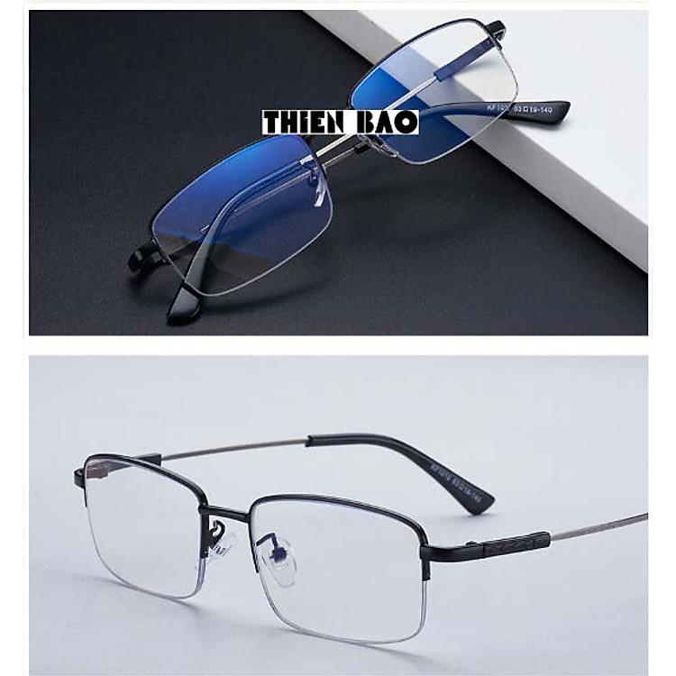 Kính lão thị, kính viễn thị Nam nữ hàng đẹp xẻ cước chống as xanh Gọng TITANIUM càng dẻo KVM367 chuẩn độ