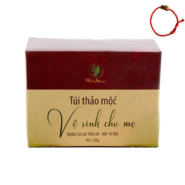 Túi thảo mộc Wonmom - Vệ sinh cho mẹ bầu và sau sinh (Hộp 10 túi) - Tặng Kèm Vòng Tay Phong Thủy May Mắn