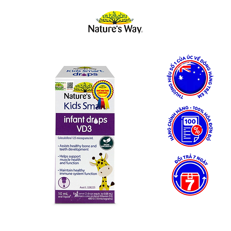 Siro Uống Nature's Way Kids Smart Infant Drops VD3 Bổ Sung Vitamin D Cho Bé Phát Triển Tốt 10ml
