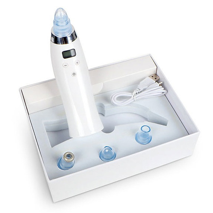 Máy Hút Mụn Pin Sạc Cầm Tay - Lực Hút Mạnh 3 Cấp Độ + Kèm 4 Đầu Hút Mụn