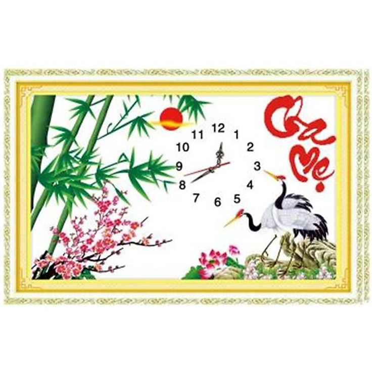 Tranh thêu chữ thập Đồng hồ- Cha Mẹ (67*43cm) chưa thêu