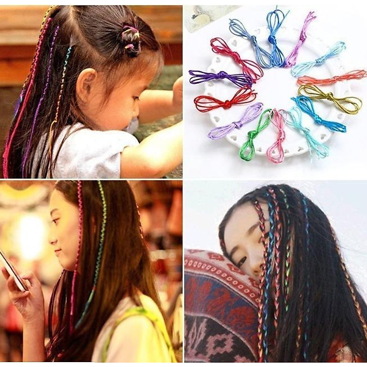 Dây đan tóc nhiều màu combo 10 dây (ngẫu nhiên)