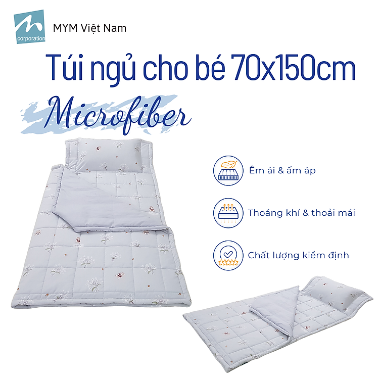 Túi ngủ bé MYM 70x150cm Microfiber Chính hãng Ưu đãi - Hình ảnh 2