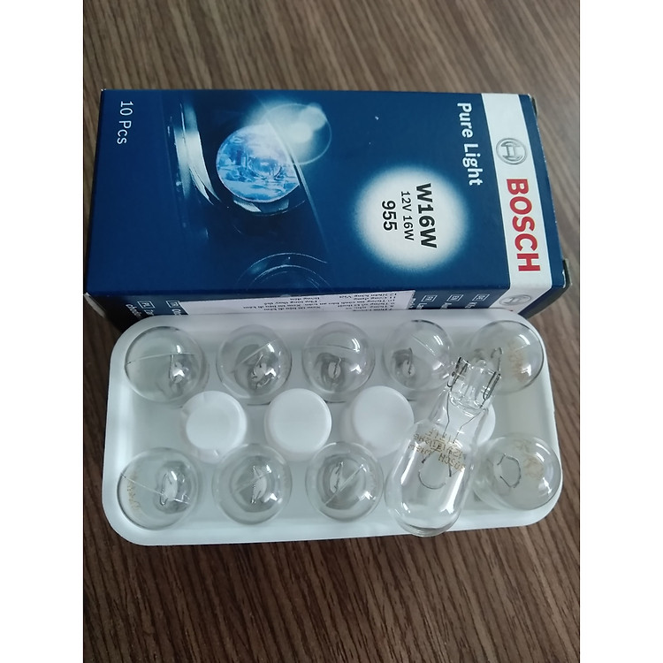 Bóng đèn Bosch W16W 12V 16W . Hộp 10 bóng . đèn phanh , đèn báo lùi