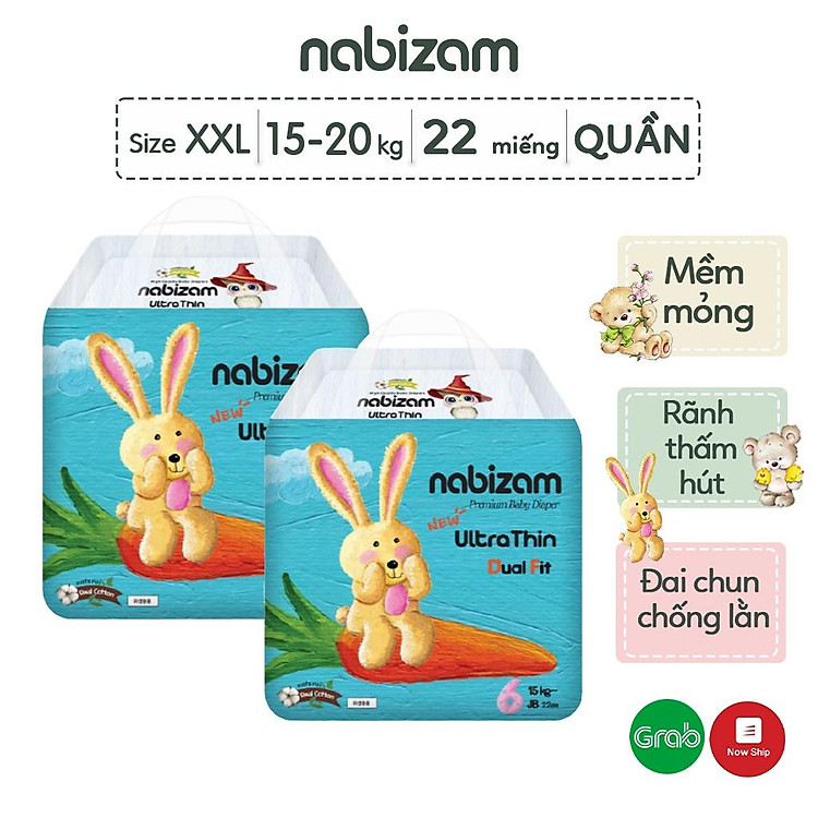 Combo 2 Tã Nabizam Ultra Thin Size 2XL Chính hãng Giá rẻ