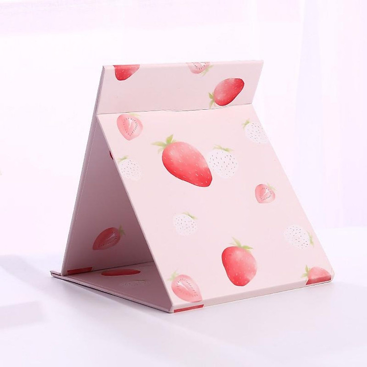 Gương trang điểm để bàn gấp gọn có giá đỡ hình ảnh ngọt ngào, dễ thương
