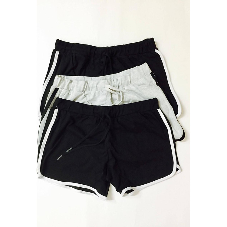 Combo 3 quần short thun nữ dây rút QTTN06 (ghi, đen)