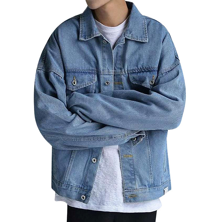 Áo Khoác Jeans Nam AKJN02 + Tặng Kèm Áo Thun Nam Ngắn Tay Cổ Tròn