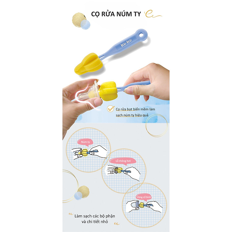 Bộ 2 cọ rửa bình sữa Kuku Tiết kiệm - Hình ảnh 3