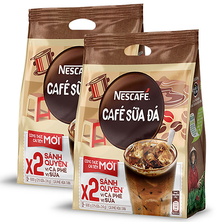 {Mua kèm giảm thêm}Combo 2 Bịch Cà Phê Sữa NESCAFÉ Cà Phê Sữa Đá (Bịch 25 Gói x 24g)