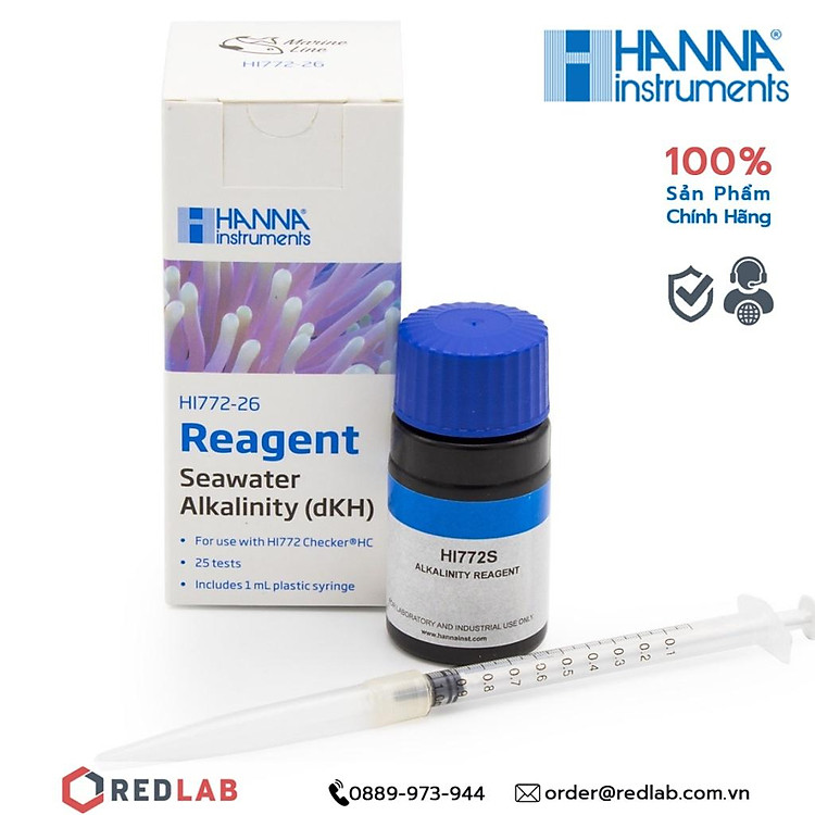 Thuốc thử Kiềm dùng cho máy đo Checker Hanna HI772-26 giúp cá sinh trưởng và phát triển tốt