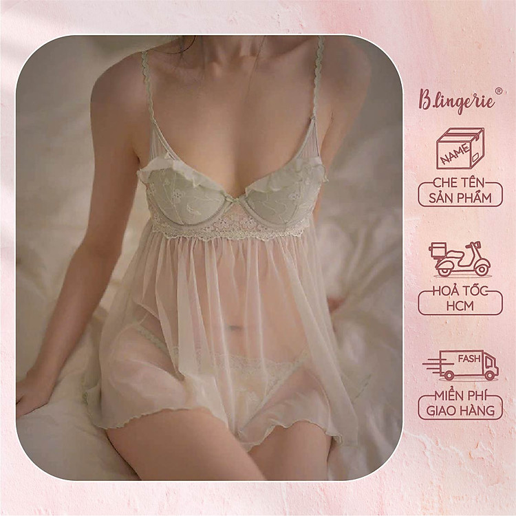 Váy Ngủ Ren Bèo Nữ Tính (Không kèm áo choàng) - B.Lingerie