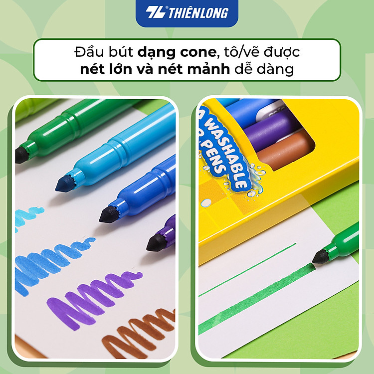 Bút lông Ultra Washable Fiber Pen Thiên Long Colokit UWM-C001 (12 màu) - Ảnh 4