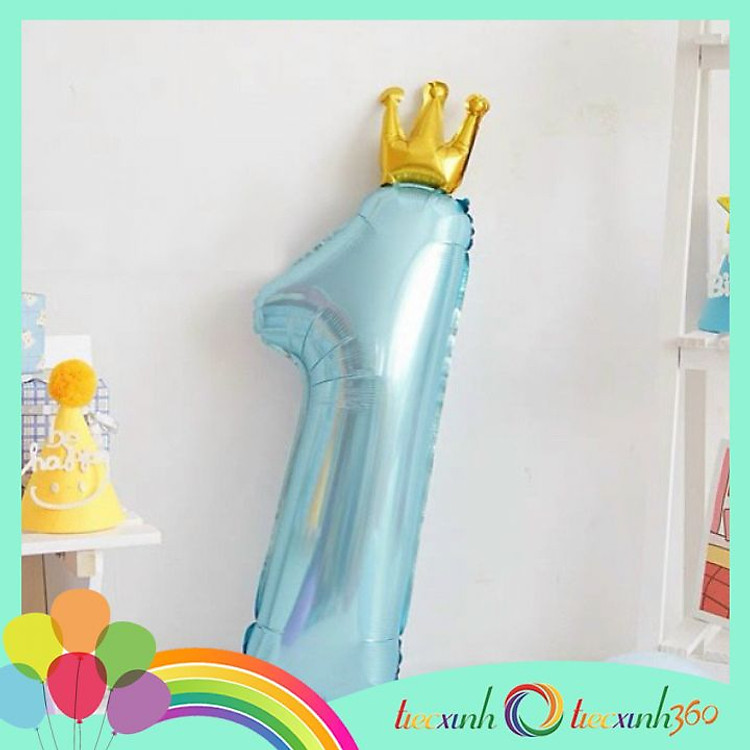 Bong bóng trang trí tiệc vương miện - Xanh - Ảnh 4