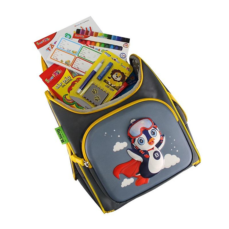 Balo chống gù B.bag Genius Box F2 Penguin màu xám - Ảnh 7
