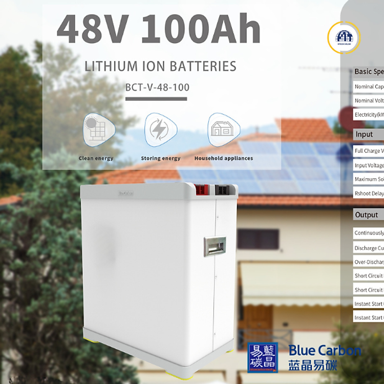 Pin lithium 48v 100ah Chính hãng Blue Carbon - Hàng loại A bảo hành 5 năm