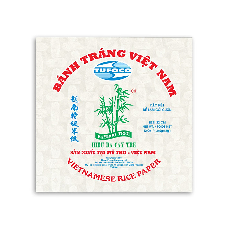 LÔ 15 BÁNH TRÁNG VUÔNG BA CÂY TRE 22cm 250gr
