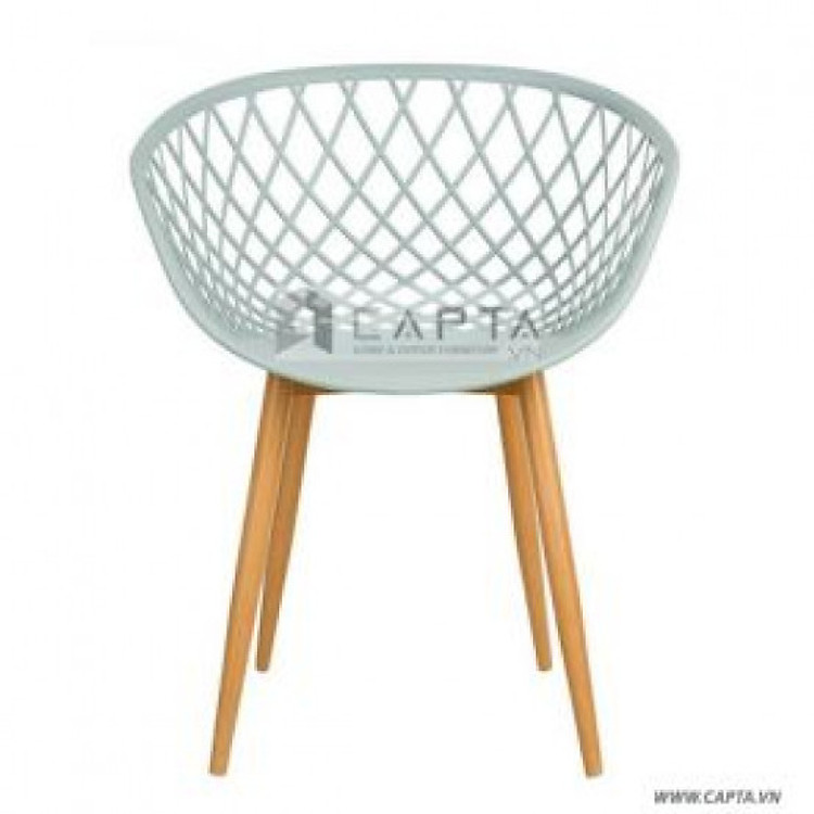 Ghế ăn thân nhựa màu trắng BASKET Nội thất Capta Ghế rổ thân nhựa PP màu trắng chân ghế thép sơn giả gỗ