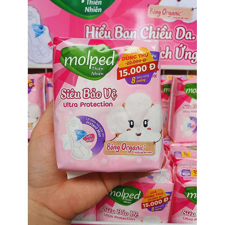 Băng vệ sinh Molped Bông Organic Tự nhiên mềm mại siêu thấm - Nhãn hàng Molfix công ty Hayat