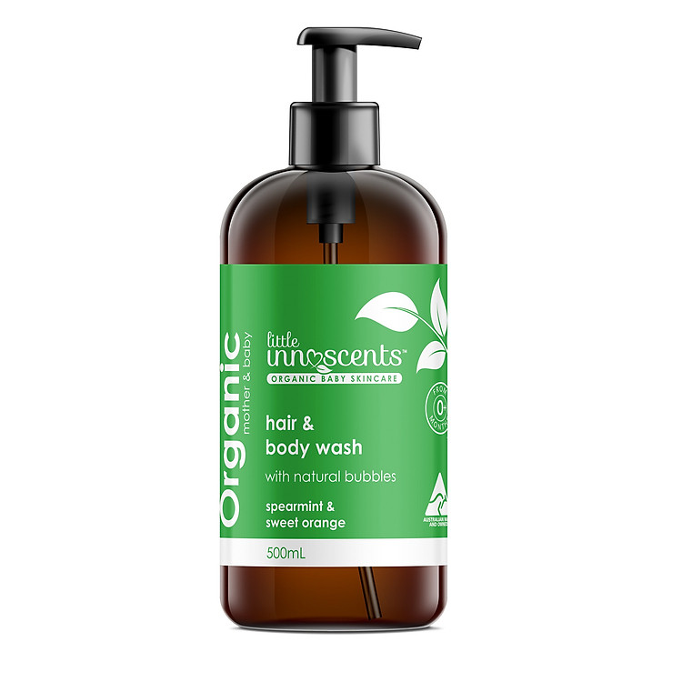 Little Innoscents - Dầu gội và tắm - Organic Spearmint - Orange Hair Body Wash