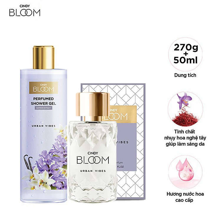 Bộ đôi sữa tắm nước hoa & nước hoa nữ Cindy Bloom Urban Vibes mùi hương tự tin cuốn hút 270g + 50ml