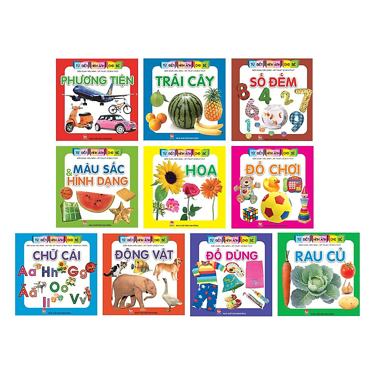 Combo Bộ 10 Cuốn Từ Điển Hình Ảnh Cho Bé: Phương Tiện + Trái Cây + Số Đếm + Màu Sắc Và Hình Dạng + Hoa + Đồ Chơi + Chữ Cái + Động Vật + Đồ Dùng + Rau Củ (Sách Học Vui Cho Bé Từ 0 - 3 Tuổi/ Tặng Kèm Bookmark Happy Life)
