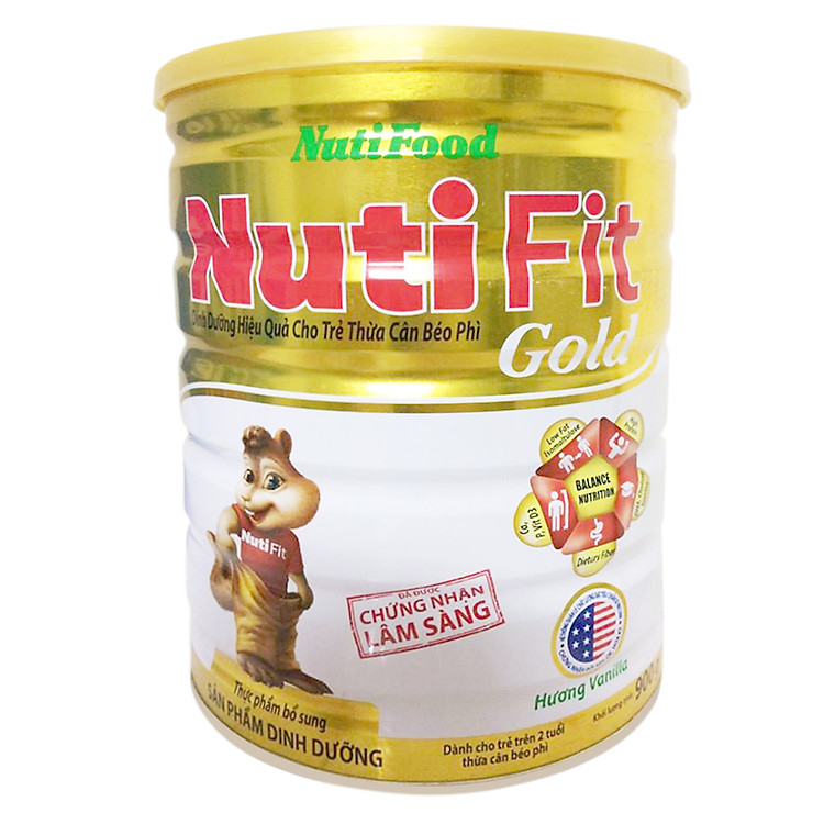 Sữa cho trẻ từ 2 tuổi bị thừa cân béo phì: NutiFit Gold 900 gr