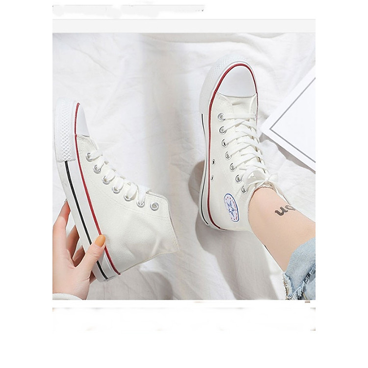 Giày thể thao cao cổ buộc dây C05 - Trắng