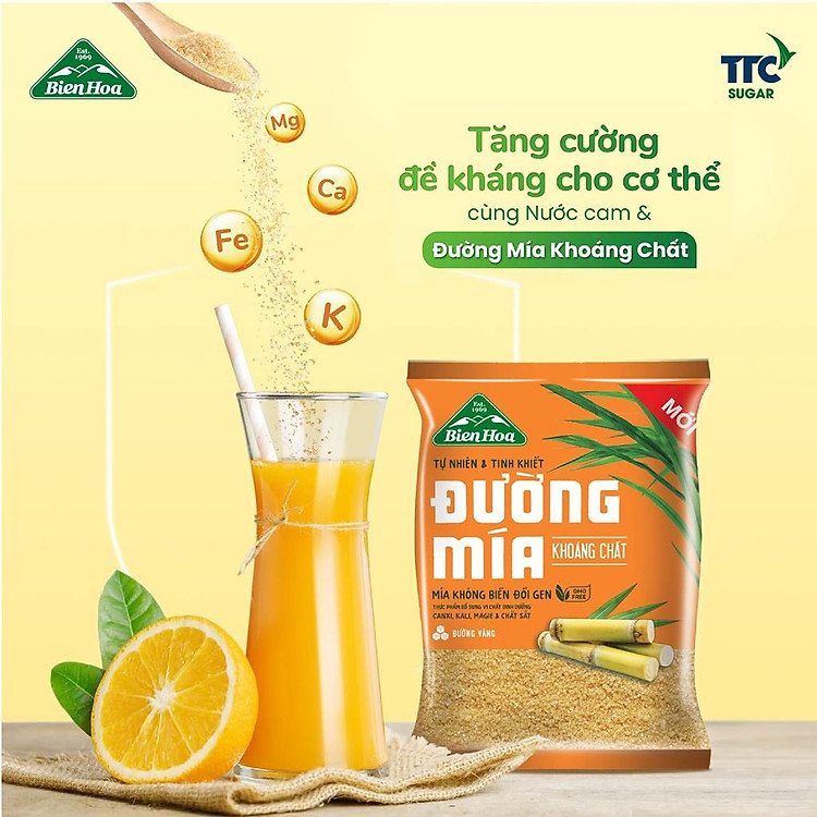 Combo 2 Đường mía khoáng chất Biên Hòa 1kg/Túi