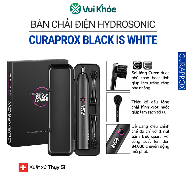 Bàn chải điện Curaprox Hydrosonic Black is White | Mã SP 73349058