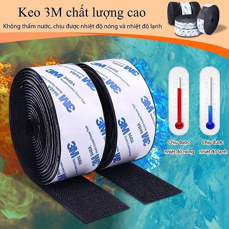 Miếng dán xé Velcro tape 25mm x 1m (màu đen)