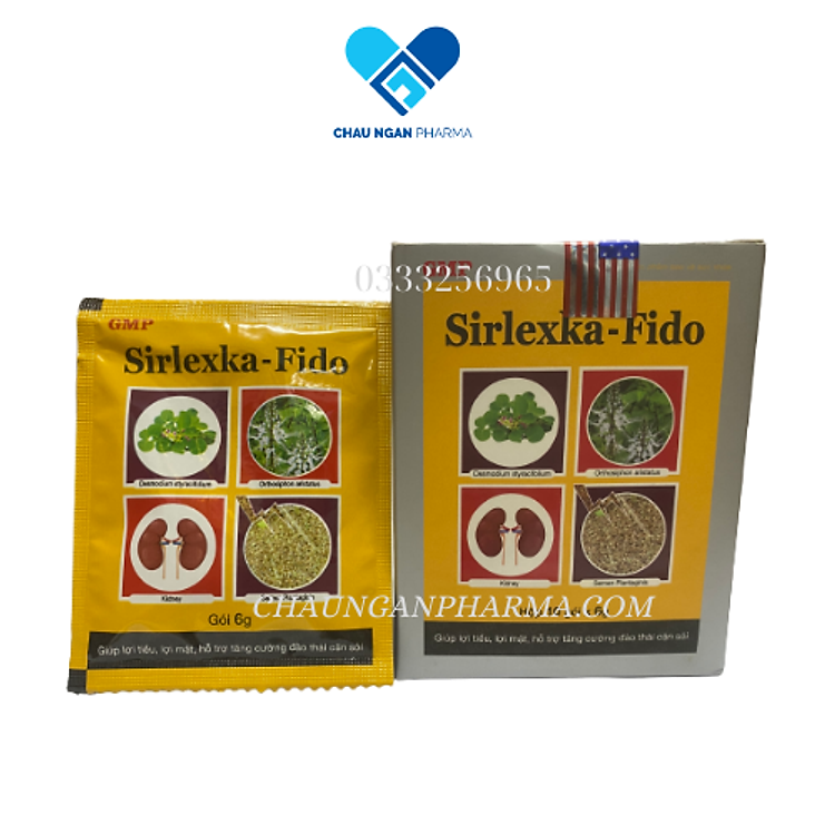 SIRLEXKA-FIDO Mediphar Giúp lợi tiểu lợi mật - Ngừa sỏi thận sỏi mật Hộp 10 gói x 6g