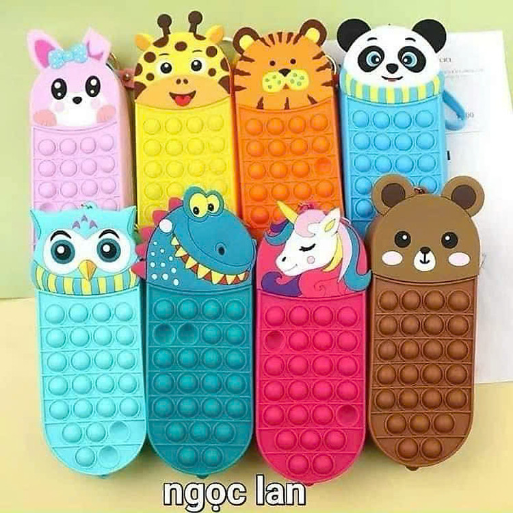 Hộp Đựng Bút Popit Hoạ Tiết Dễ Thương Cho Bé - Silicon Bấm Nhạy Có Tiếng Kêu - Ảnh 3