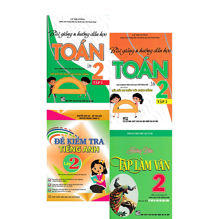 COMBO BÀI GIẢNG VÀ HƯỚNG DẪN HỌC TOÁN - TẬP LÀM VĂN - ĐỀ KIỂM TRA TIẾNG ANH LỚP 2 (BÁM SÁT SGK KẾT NỐI TRI THỨC VỚI CUỘC SỐNG) (BỘ 4 CUỐN)